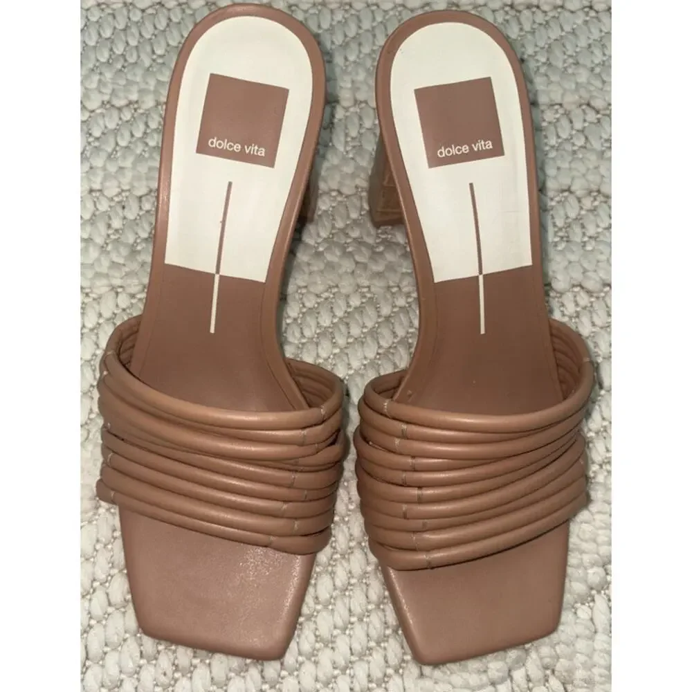 Womens Dolce Vita Priana Heeled Beige Sandals Size 8